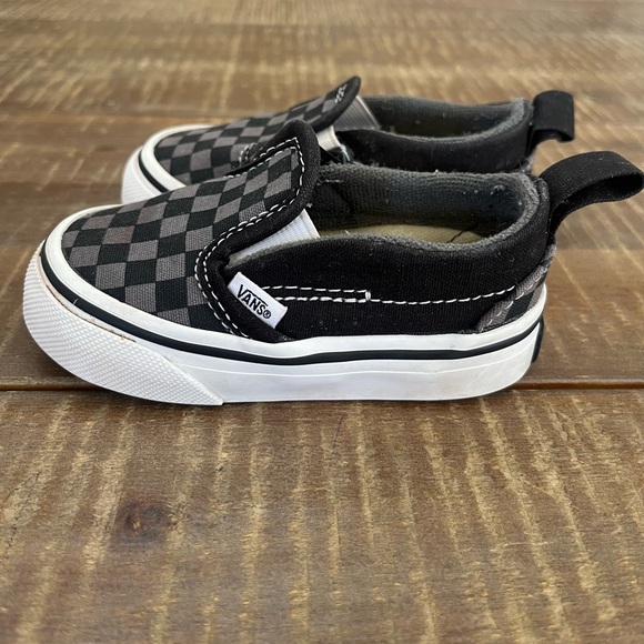 Vans baby slip-on V Velcro strap Checkerboard black/pewter Baby Size 4.5 - Picture 4 of 10